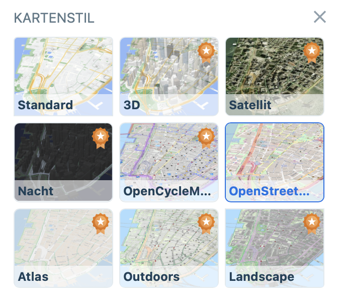 Screenshot of the Map Style Component showing multiple Map Styles